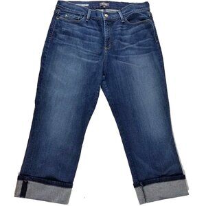 NYDJ Dayla Wide Cuff Capri Stretch Jeans Slimming Lift Tuck Dark Wash Size 16